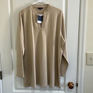 Land’s End Beige Knit Beaded Accent Tunic